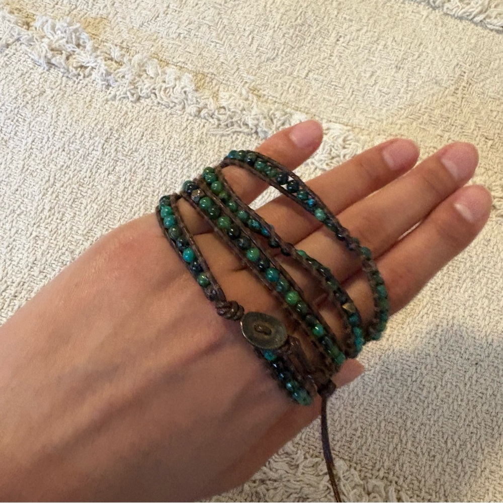 Chan Luu Turquoise and leather Beaded wrap Bracelet